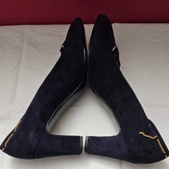 DONATED: Mr. Seymour Women's Navy Suede High Heels - Made in Spain Size 8 B - Picture 5 of 16